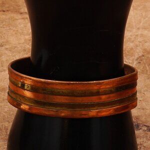 Vintage Copper Brass Cuff 5 Layer Handmade Medium Wide Band Bracelet